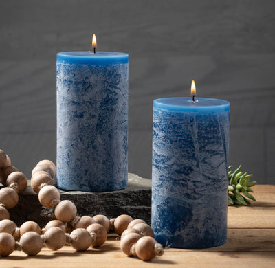 Set of Four English Blue Timber Candle 6” Pillars