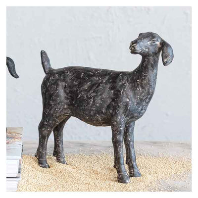 Decorative resin goat with cast iron finish available at davis porch and patio in weatherford texas