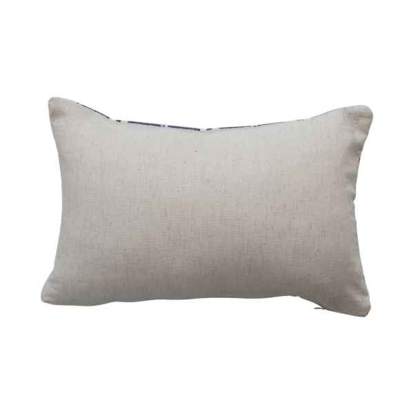 Cotton Velvet Embroidered Lumbar Pillow with Geometric Pattern