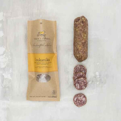 4.5 oz. Loukanika Salumi available at Davis Porch and Patio in Weatherford texas