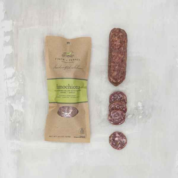 4.5 oz. Finnochiona Salumi available at Davis Porch and Patio in Weatherford Texas