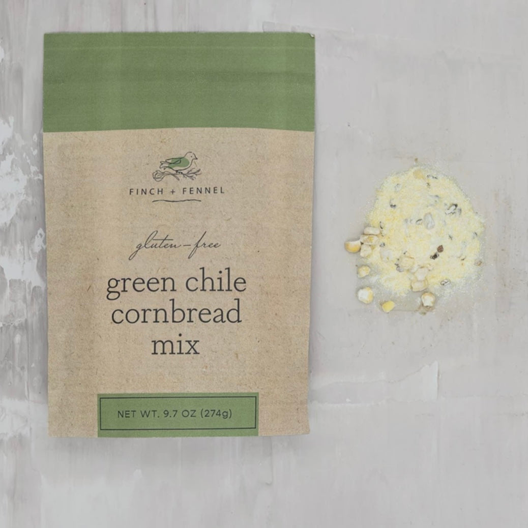 Finch & Fennel Gluten-Free Green Chile Cornbread Mix available at Davis Porch and Patio Weatherford Texas