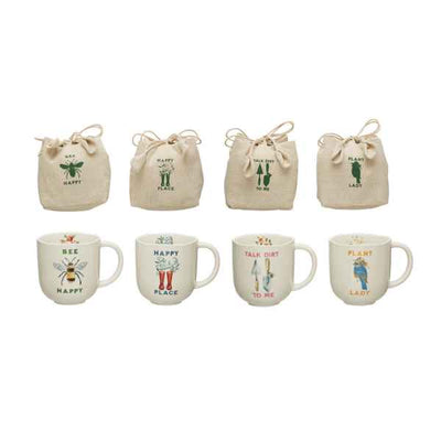 Fun Garden Stoneware Mugs with Gift Bag available at Davis Porch and Patio Weatherford Texas