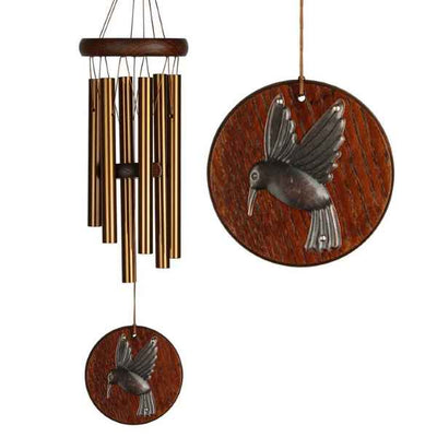 Teak hummingbird wind chime. Available at Davis Porch and Patio in weatherford texas