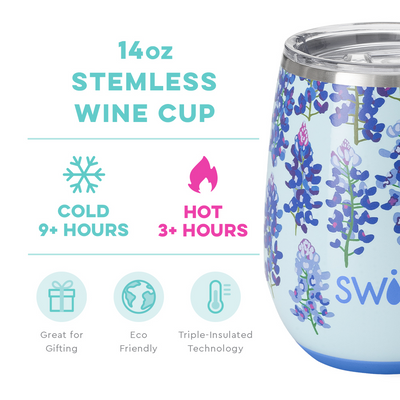 Bluebonnet Stemless Wine Cup 14oz