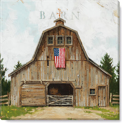 Patriotic Wood Barn Canvas Wall Art