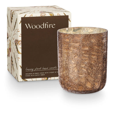 Woodfire Small Boxed Crackle Glass Candle By Illume