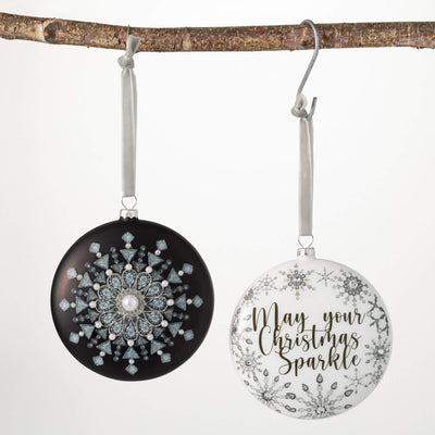 Snowflake Glass Disk Ornaments Davis Porch and Patio Weatherford Texas
