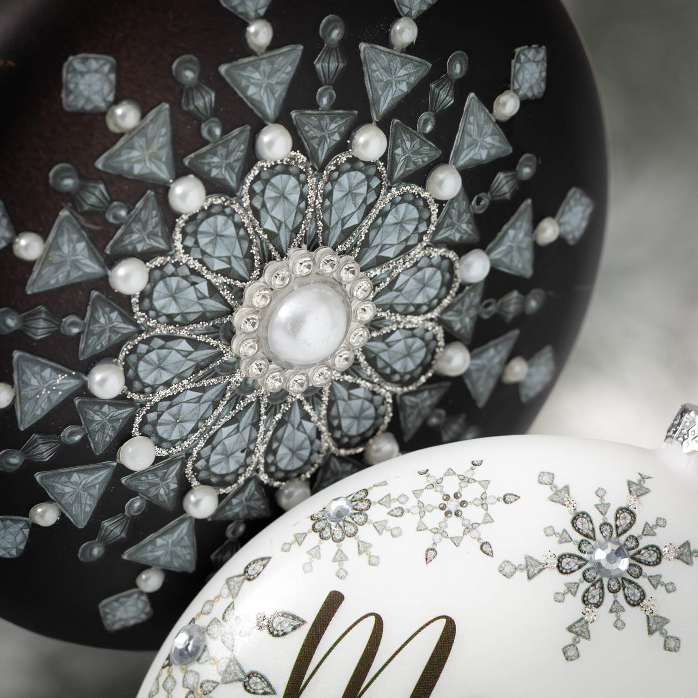 Snowflake Glass Disk Ornaments