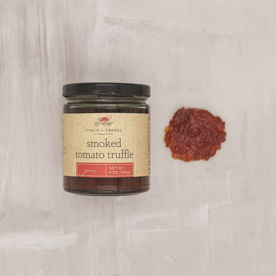 Finch + Fennel Smoked Tomato Truffle Jam available at Davis Porch and Patio Weatherford Texas