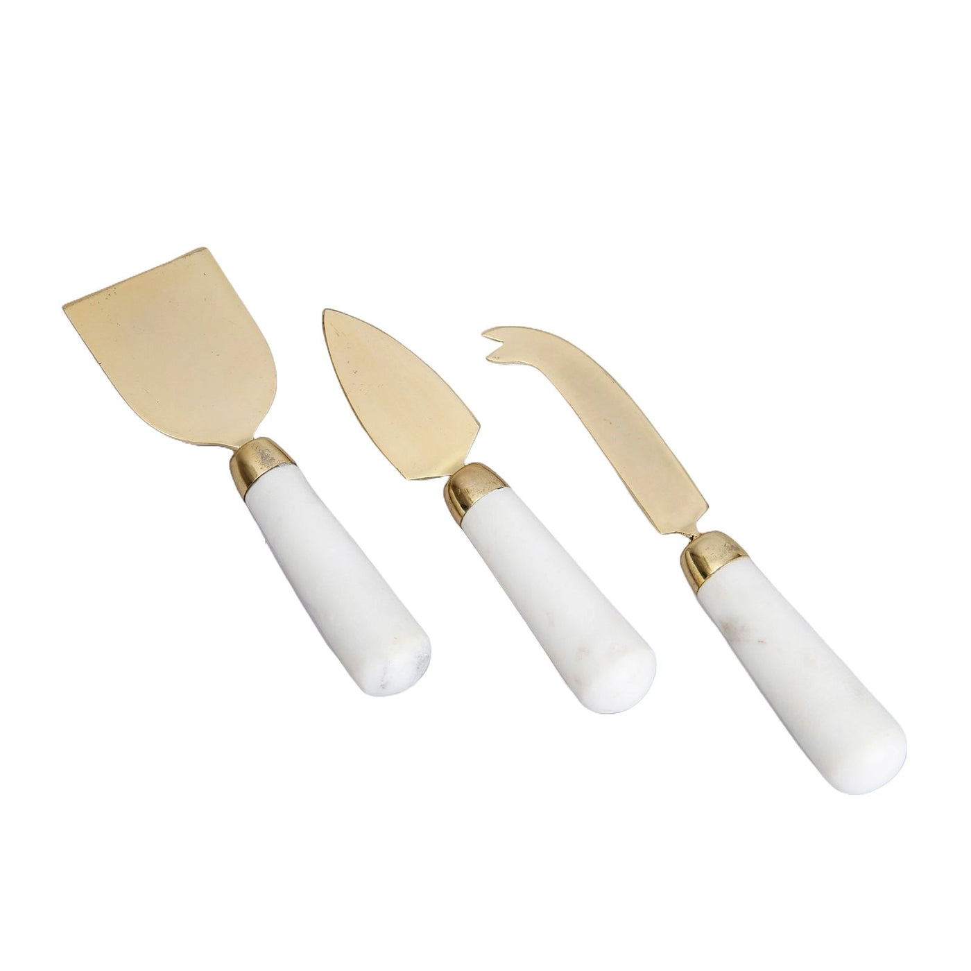 Gold-Plated Stainless Steel Cheese Knife Set With Marble Handle - Set of 3