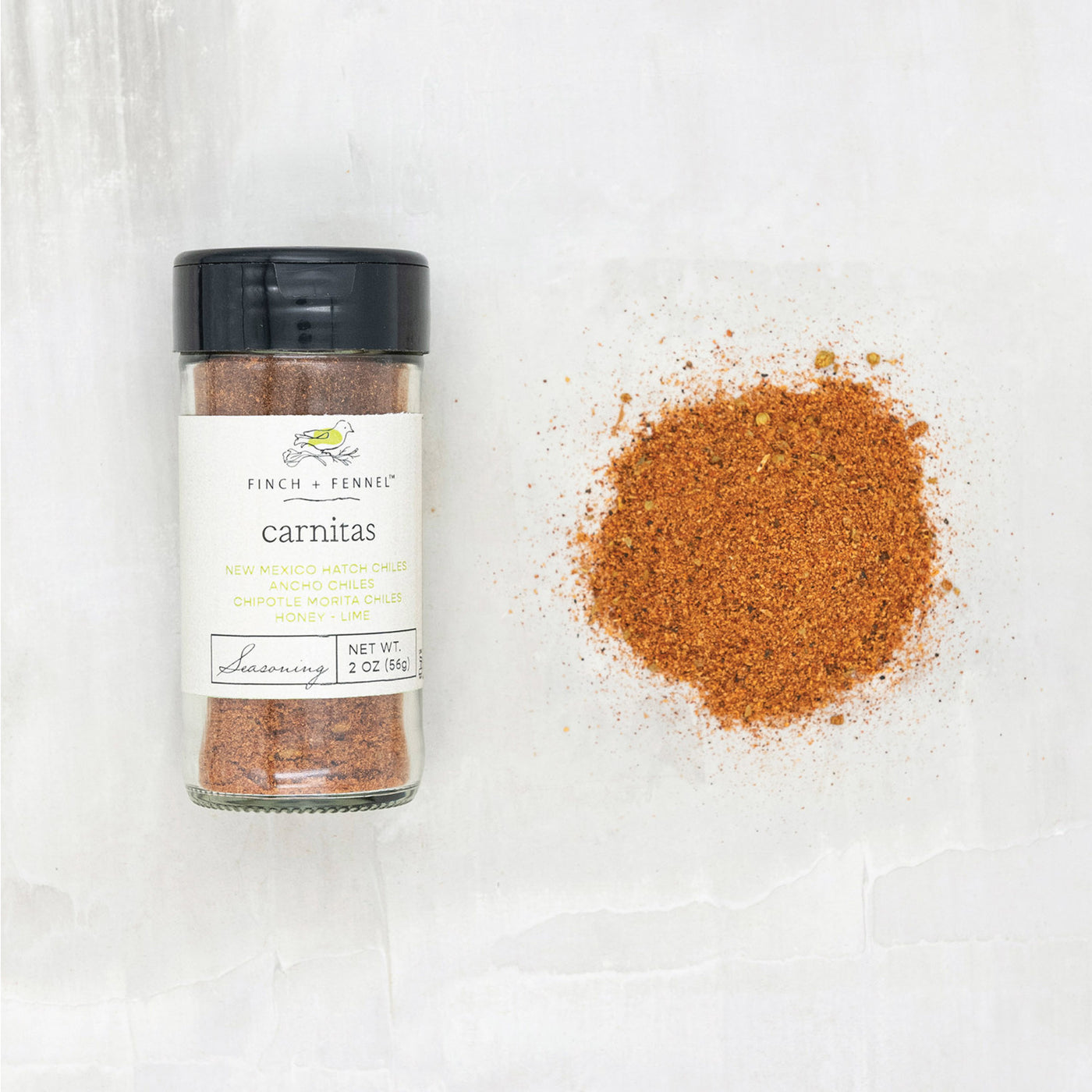 Finch + Fennel Carnitas Seasoning Available at Davis Porch and Patio Weatherford Texas