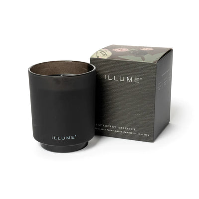 Illume Blackberry Absinthe Refillable Boxed Glass Candle Available at Davis Porch and Patio Weatherford Texas