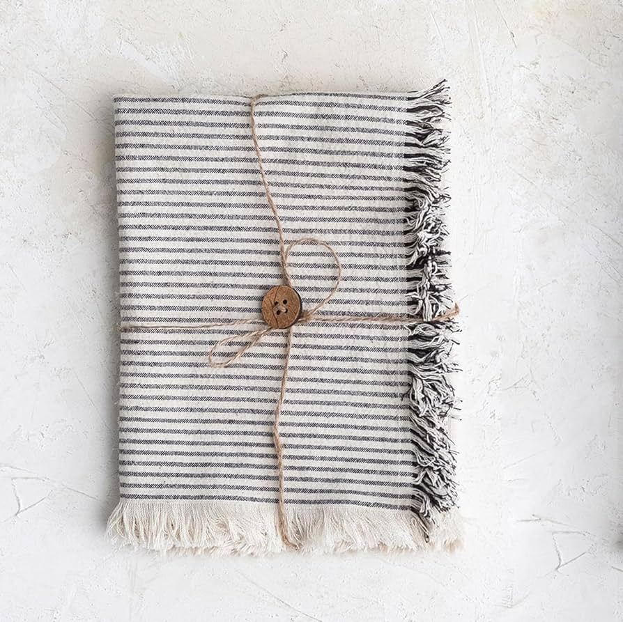 Woven Cotton Tea Towels w/ Stripes & Fringe Available at Davis Porch and Patio Weatherford Texas 