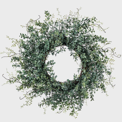 Blue Boxwood Wreath Available at Davis Porch and Patio Weatherford Texas