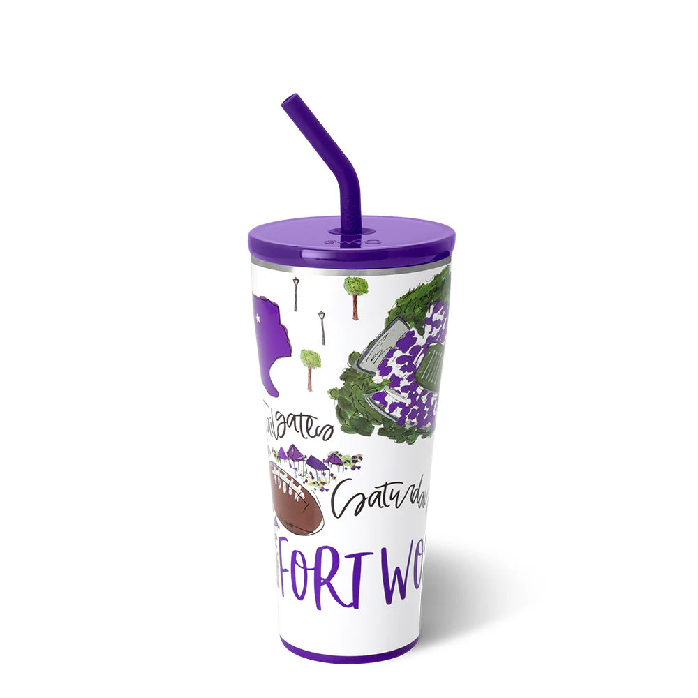 Swig Saturdays are for football in Fort Worth 32oz Straw Tumbler available at Davis Porch and Patio Weatherford Texas