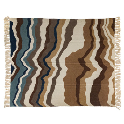 Recycled Cotton Blend Printed Throw w/ Marbled Design & Fringe