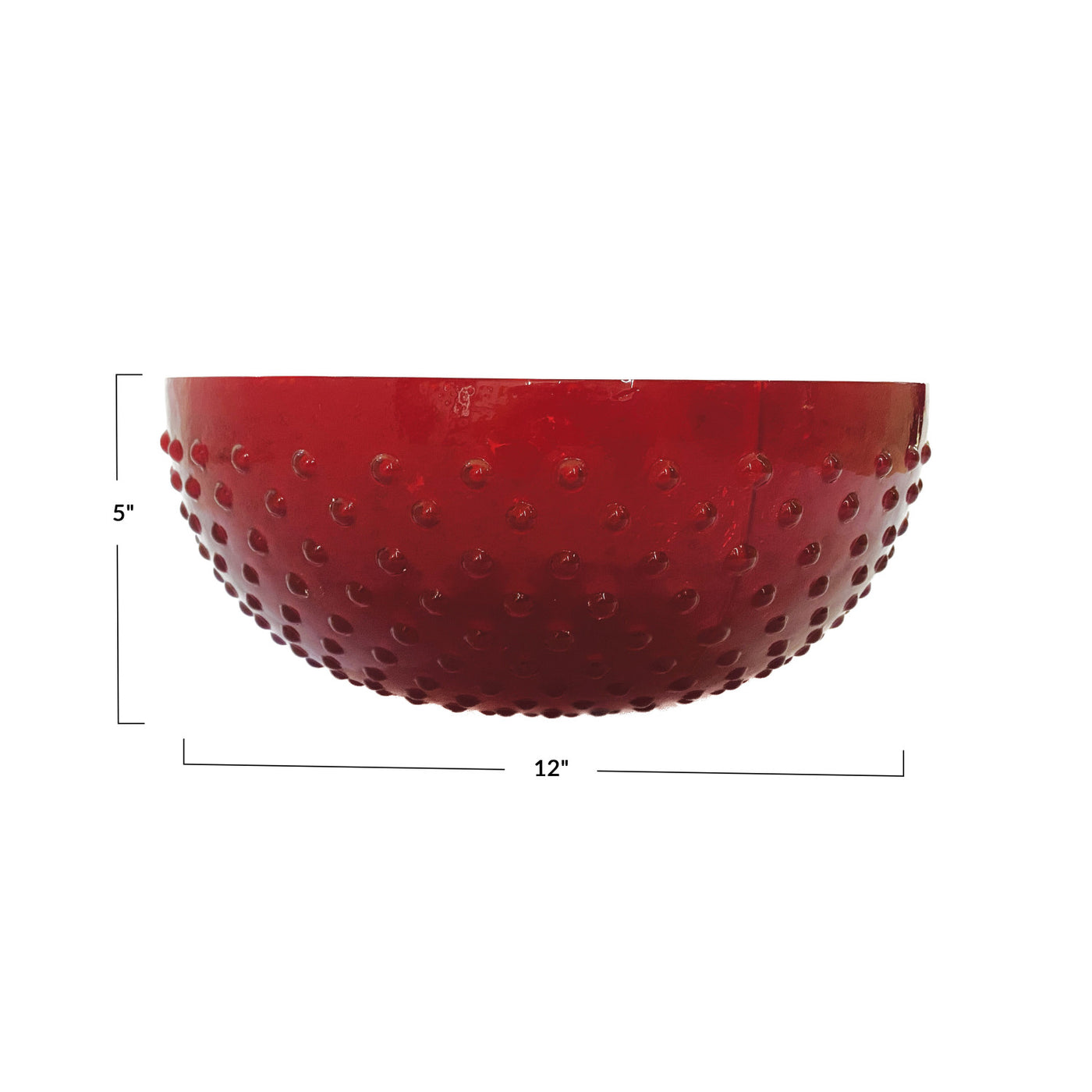 4-1/2 Quart Red Glass Hobnail Serving Bowl