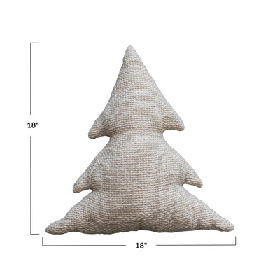 18"L x 18"H Woven Cotton Slub Tree Shaped Pillow w/ Metallic Gold Thread