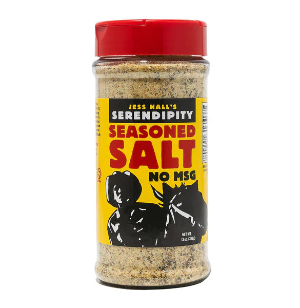 Jess Hall’s Serendipity Seasoned Salt No MSG available at Davis Porch and Patio Weatherford Texas