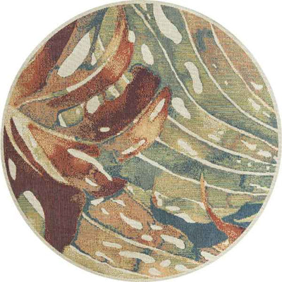 Multi 7' 10 x 7' 10 Baja Outdoor Round Rug available at Davis Porch and Patio in Weatherford Texas
