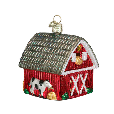 Red Barn Glass Ornament