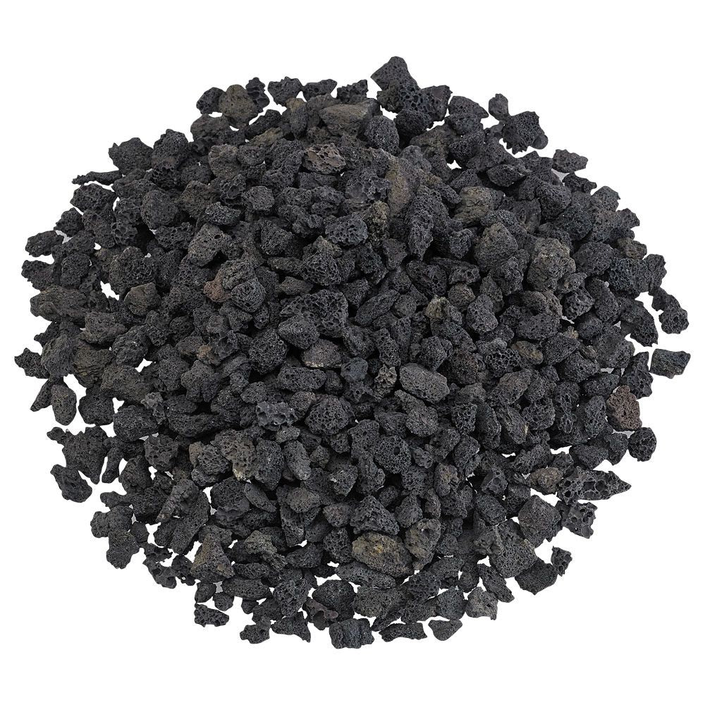 American Fire Glass Small Black Lava Rock 10 Pound bag for indoor and outdoor fireplaces and fire pits available at Davis Porch and Patio Weatherford Texas