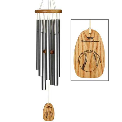 Baseball wind chime with take me out to the ball game written on it. available at  Davis Porch and Patio in Weatherford texas