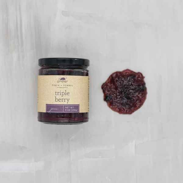 Finch + Fennel Triple Berry Jam available at Davis Porch and Patio Weatherford Texas