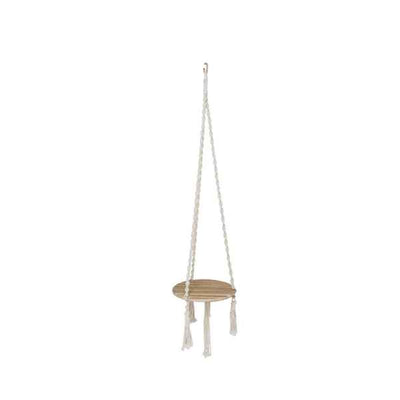 Wood & Cotton Macrame Plant Hanger/Shelf (Holds 12" Pot) available at Davis Porch and Patio Weatherford Texas