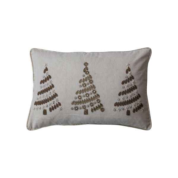 Cotton Christmas Trees Lumbar Pillow w/ Beads & Gold Piping available at Davis Porch and Patio Weatherford Texas