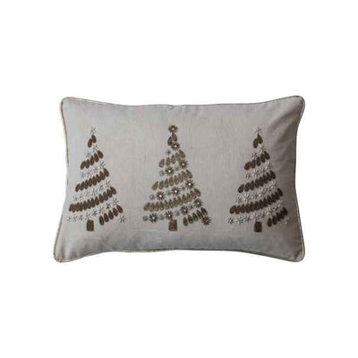Cotton Christmas Trees Lumbar Pillow w/ Beads & Gold Piping available at Davis Porch and Patio Weatherford Texas