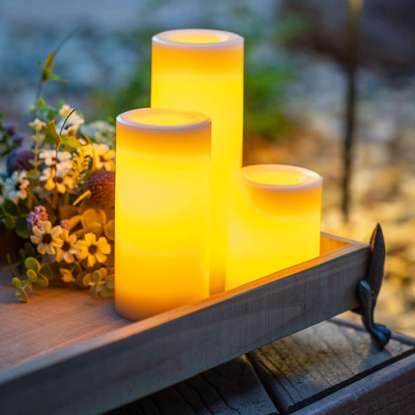 4” Outdoor Weighted LED Pillar Candle