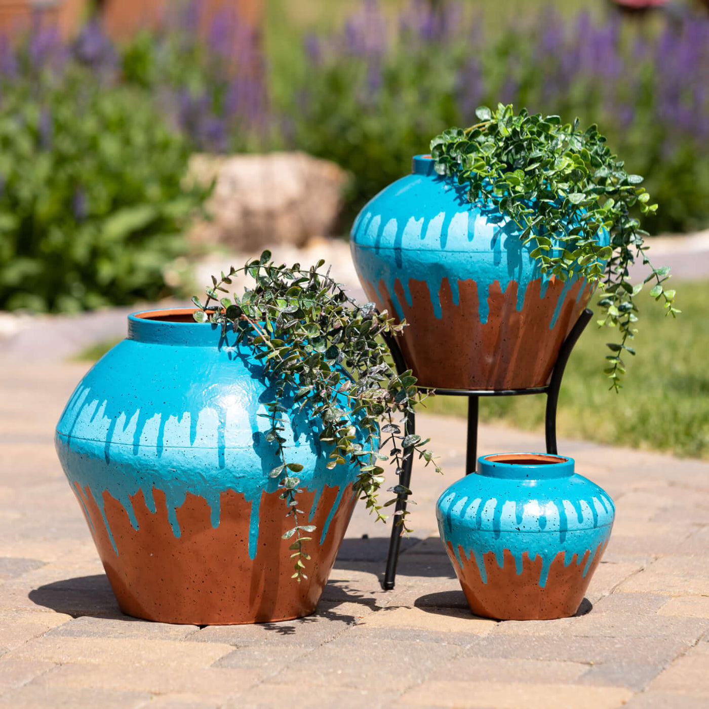 Waterfall Edge Metal Planter Stands