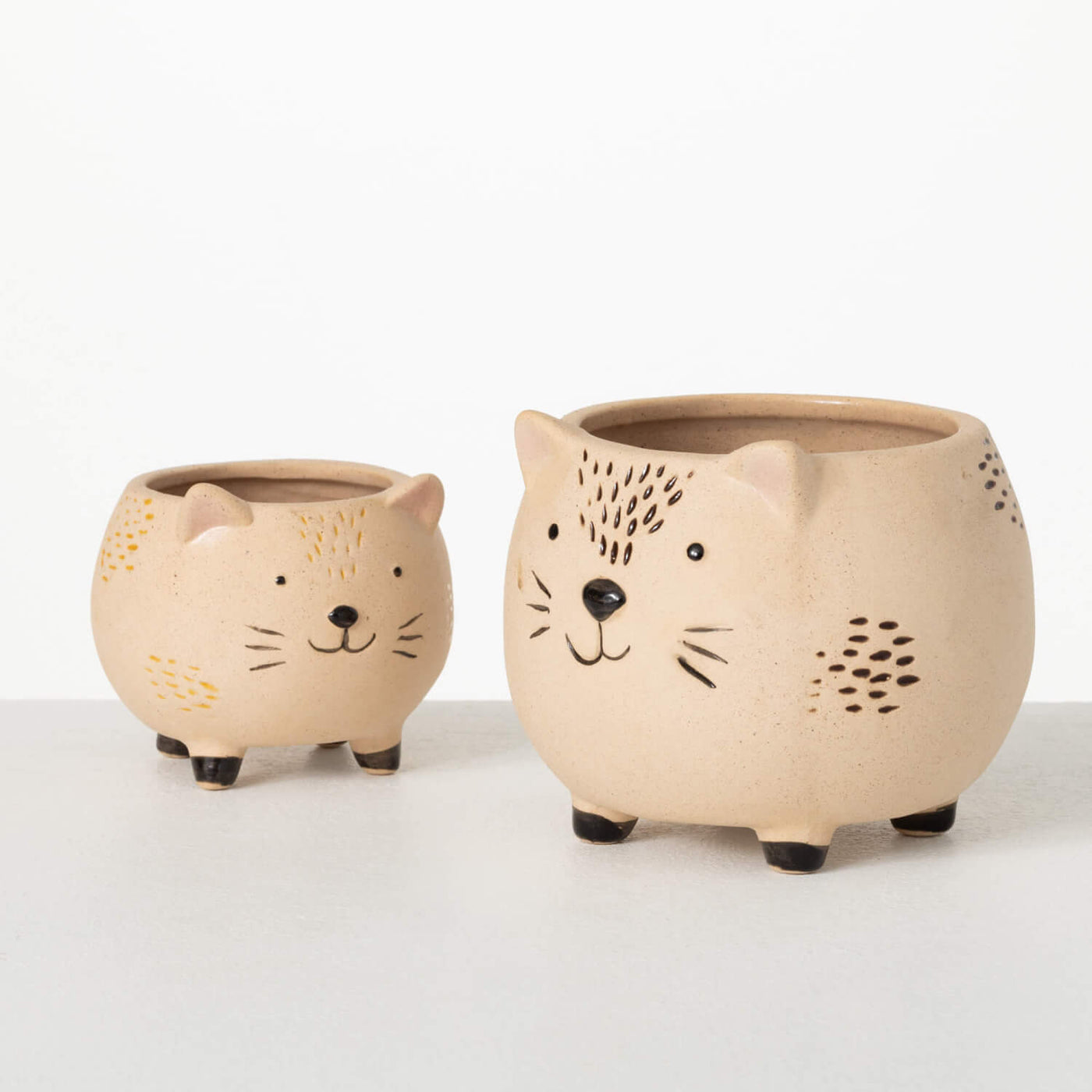 Pair of ceramic cat planter pots