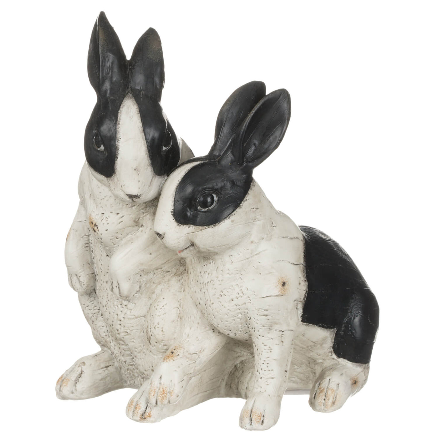 Black and white rabbit pair figurine