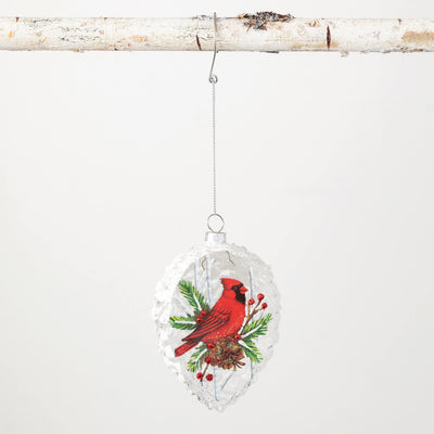 Hand Painted Red Cardinal Glass Ornament
