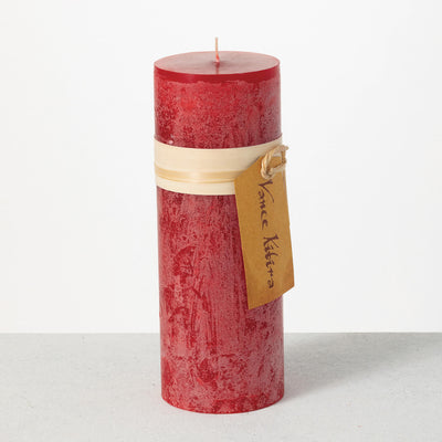 Vance Kitira 9 inch Cranberry Red Timber Pilllar Candle