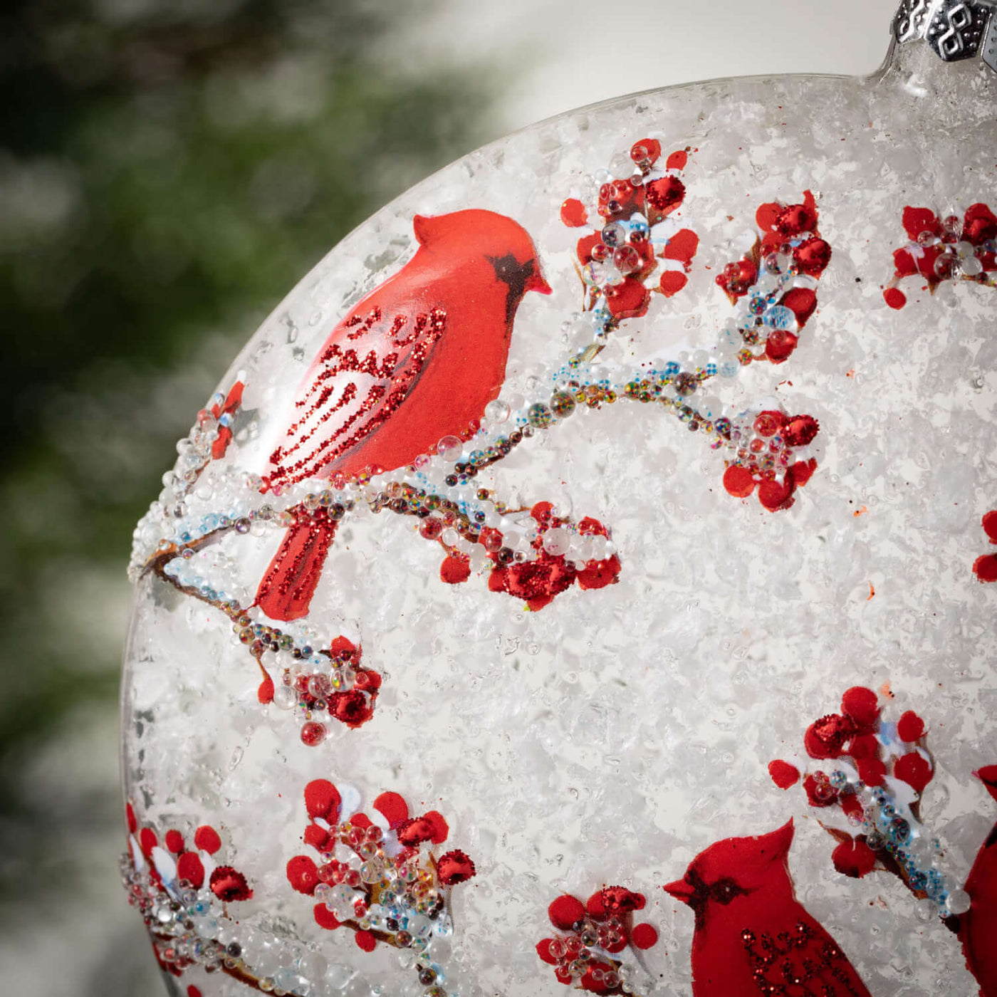 Snowy Cardinal Scene Ornament