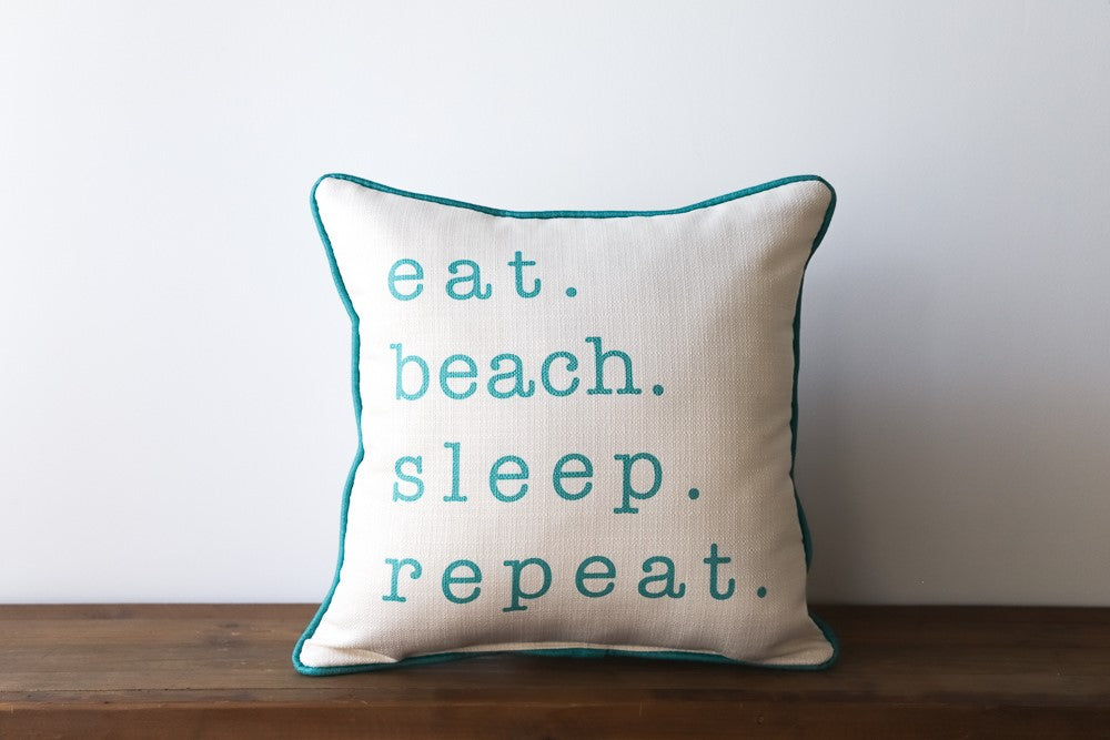 Eat Sleep Beach Repeat Throw Pillow