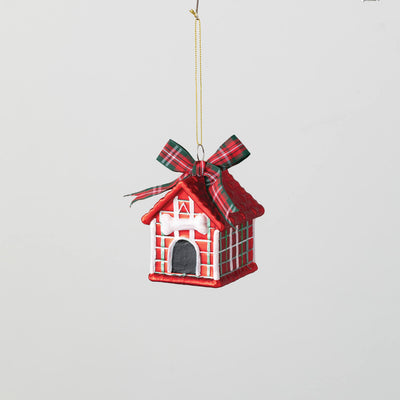 Red and white doghouse ornament 
