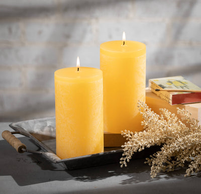 Pale Yellow Timber Candle 6” Pillar
