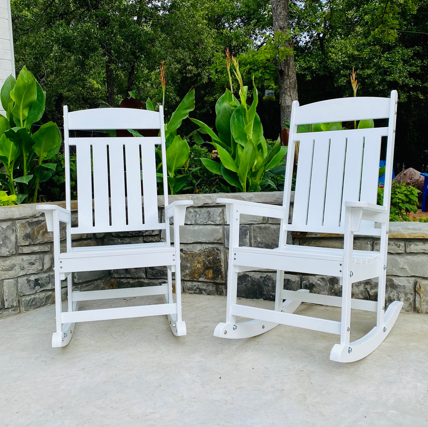White Poly Straightback Rocking Chair made by Davis Porch and Patio Weatherford, Texas