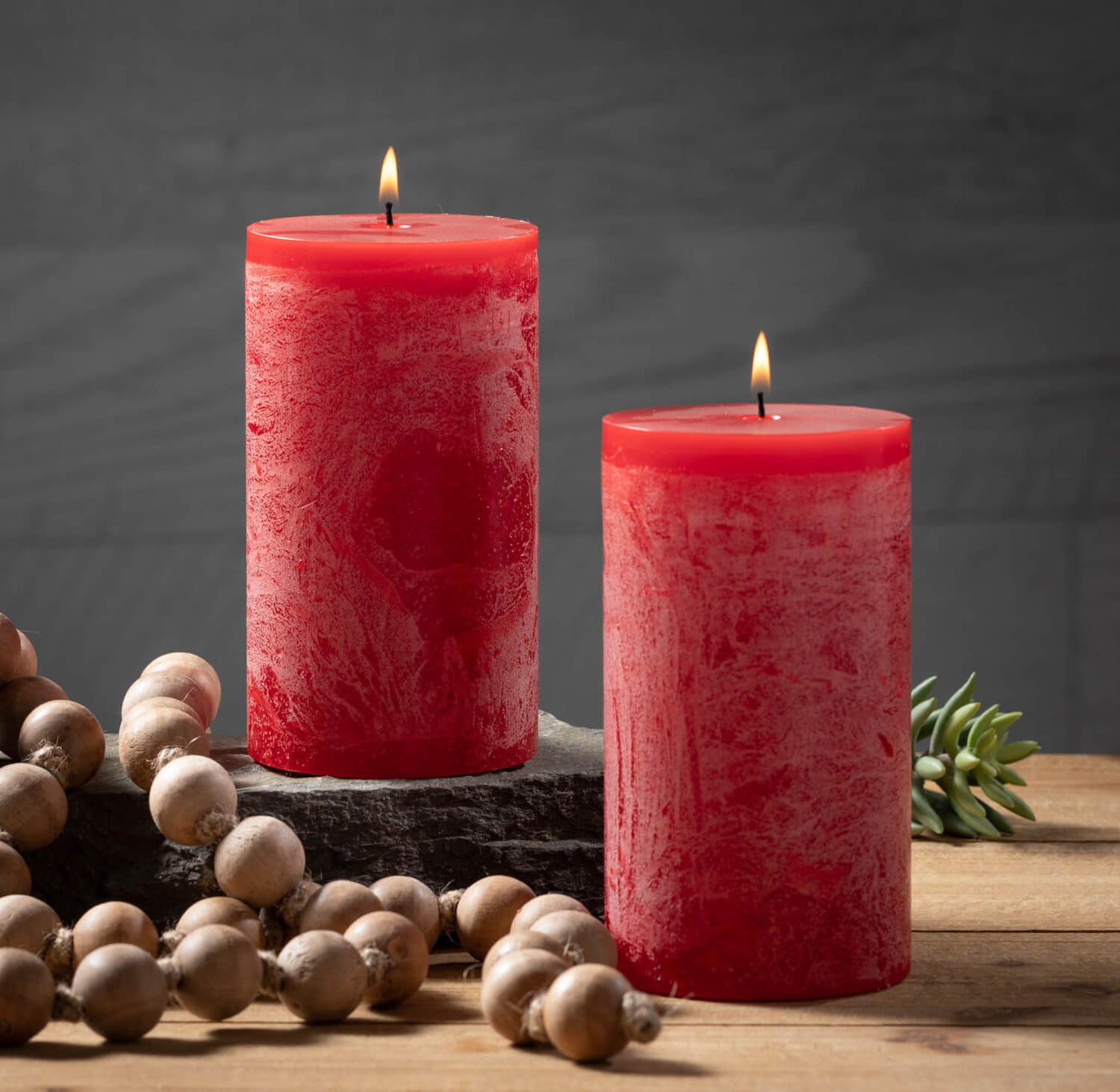 Cranberry Red Timber Candle 6” Pillar