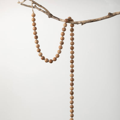 Natural wood bead garland
