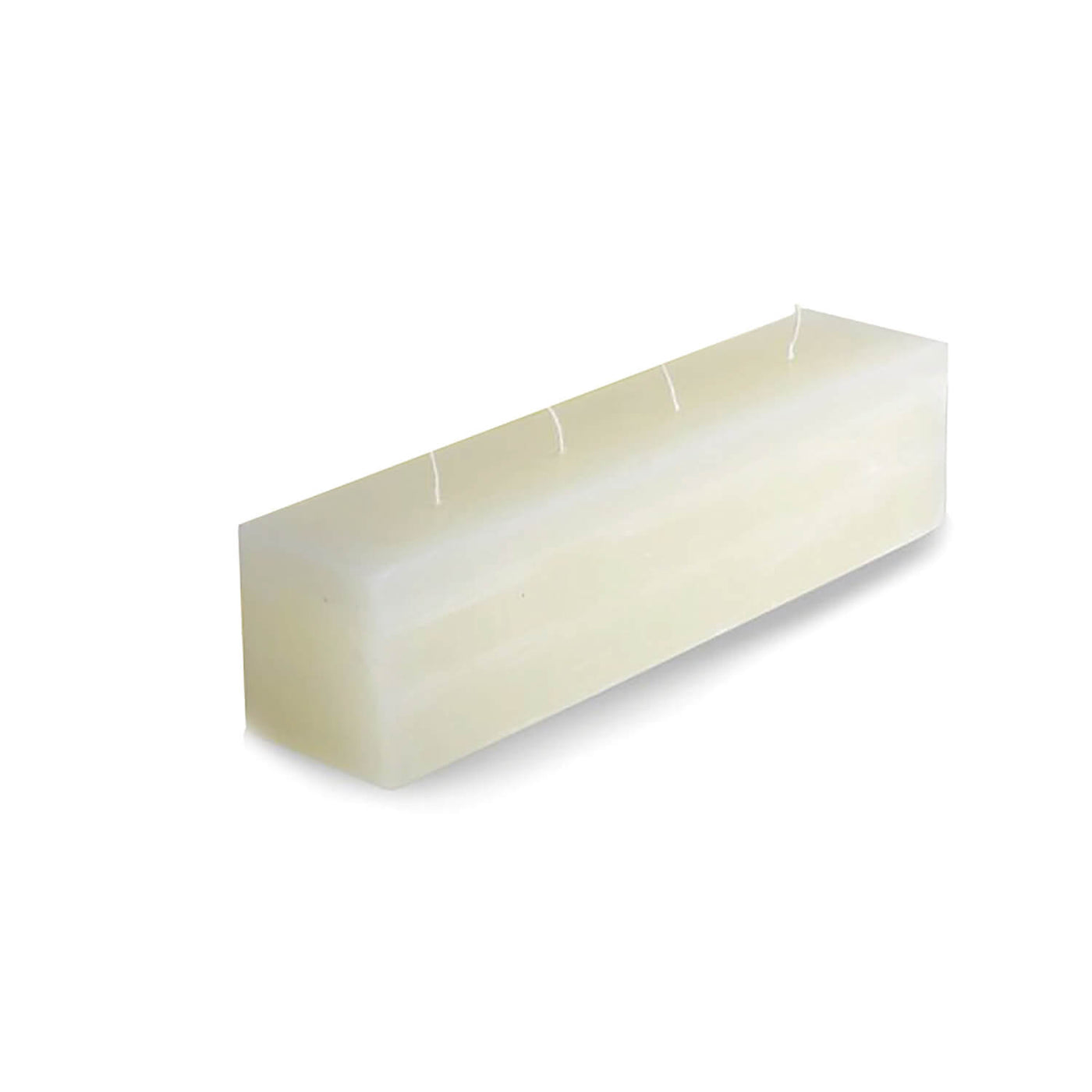 12” Coconut Ice white brick candle with 4 wicks