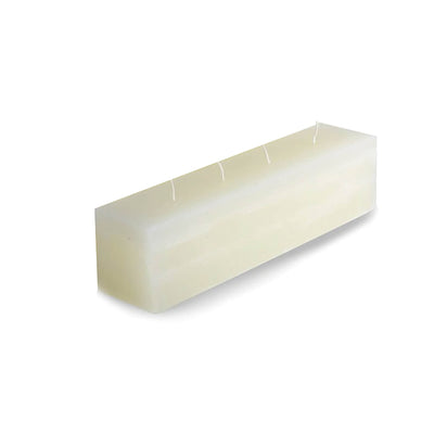 12” Coconut Ice white brick candle with 4 wicks