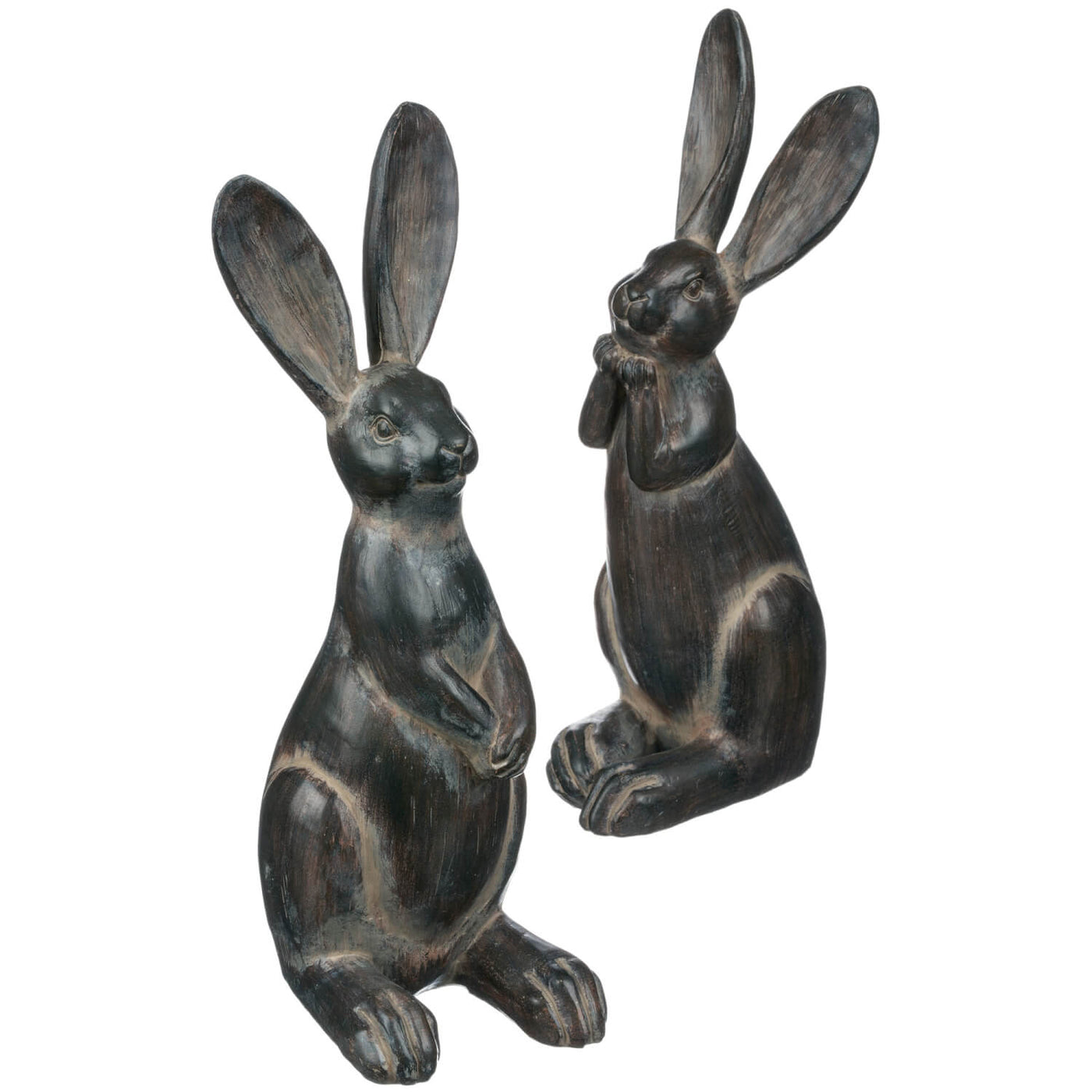 Pair of resin rabbit statues