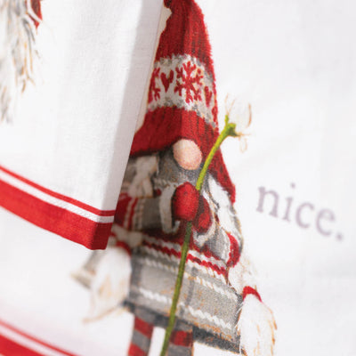 Naughty & Nice Holiday Gnome Tea Towel Set