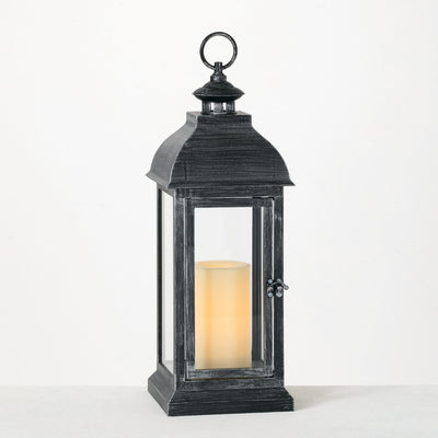 Black Rustic Lantern with Flameless LED Pillar Candle included